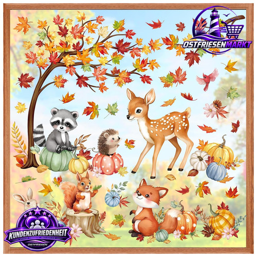 Fensterbilder herbst waldtiere - herbst,