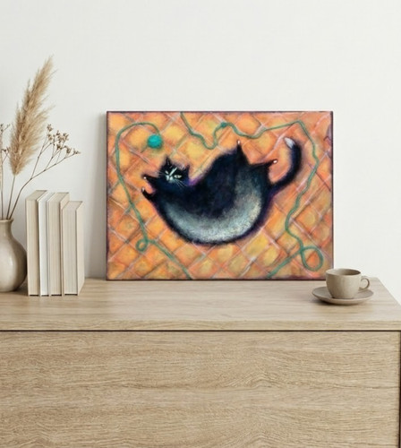 Original acrylbild katze 18x24 - acrylbild,