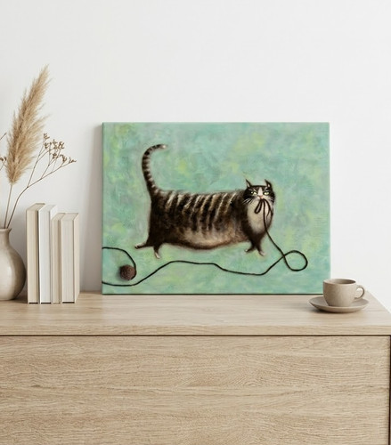 Original acrylbild katze 18x24 - original,