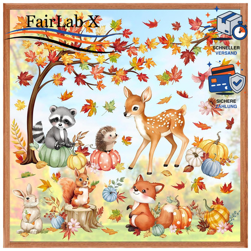 Fensterbilder herbst waldtiere - herbst,