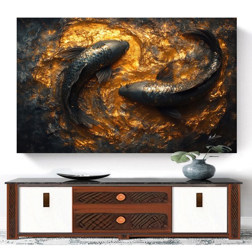 Leinwandbild abstrakt fische - leinwandbild,