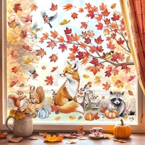 Fensterbilder herbst waldtiere - fensterbilder,