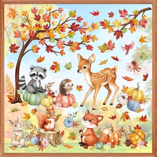 Fensterbilder herbst waldtiere - fensterbilder,
