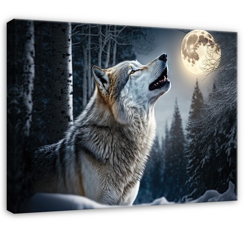 Leinwand wolf wald mond - leinwand,