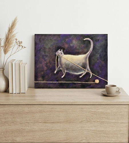 Original acrylbild katze 18x24 - original,