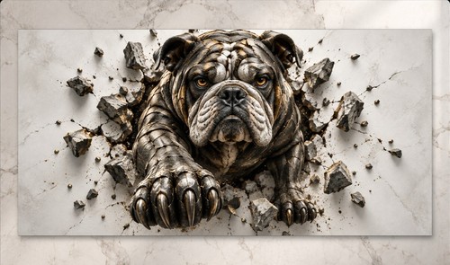 Xxl bulldogge wandbild gold - wandbild, 3d