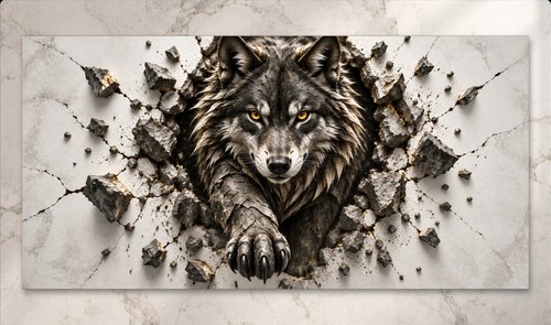 Xxl wolf wandbild gold - wolf,