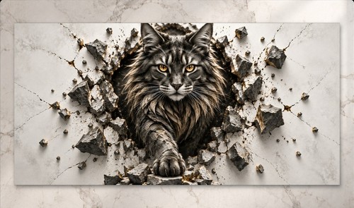 Xxl katze wandbild gold - 3d,